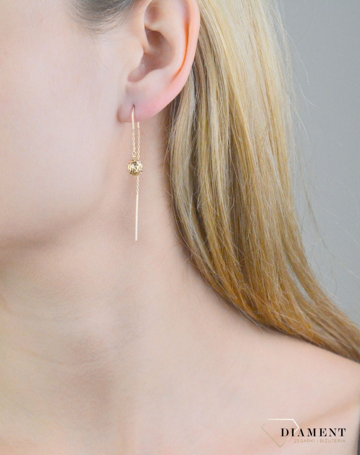 Kolczyki złote przeciągane ażurowe kulki próba 375, KL 9998 375.jpg